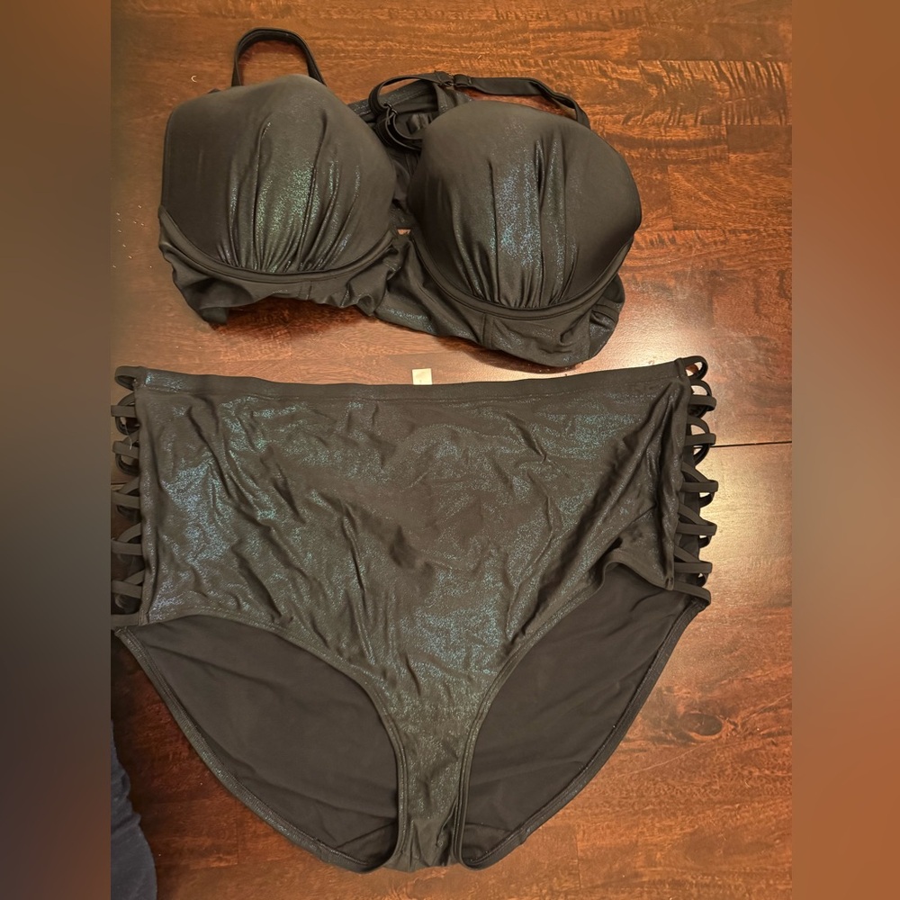 Cacique Black Shimmer Swimwear